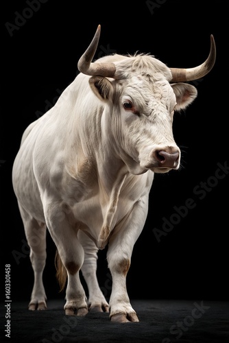 Spotted White Bull – Hyper-Muscular Power and Presence in Studio Lighting