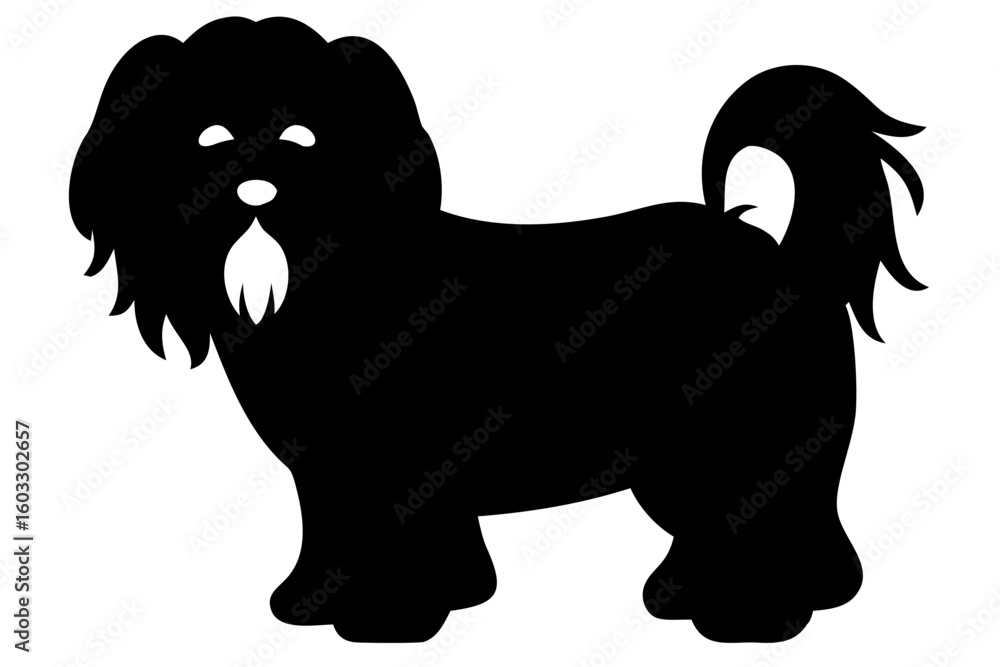 Obraz premium Shih Tzu Dog Silhouette with Blue Accents on White Background