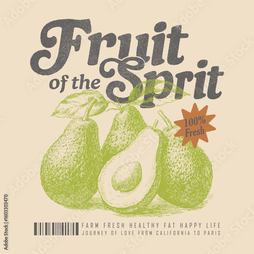 Avocado vegetable artwork for t shirt print. Summer food graphic. vintage retro graphics avocado t shirt. avocado typography text print. women's cute t-shirt print, vintage poster design. fruit prints
