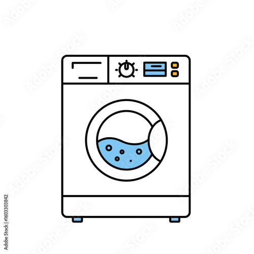 Smart washing machine with loading door and control panel display  