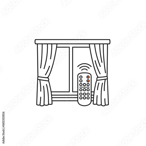 Smart automated curtains with remote control by the window  