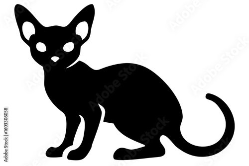 Sphynx Cat Silhouette on White Background animal hairless cat
