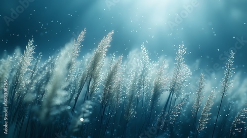 Ethereal sparkling white grass soft photos