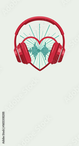 Headphones and Heart - Music Day Poster