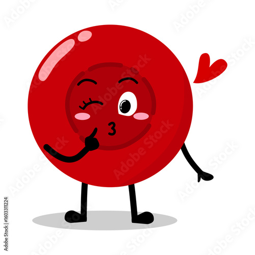 Cute Hand Drawn Flirty red Blood Cell Blowing A Kiss
