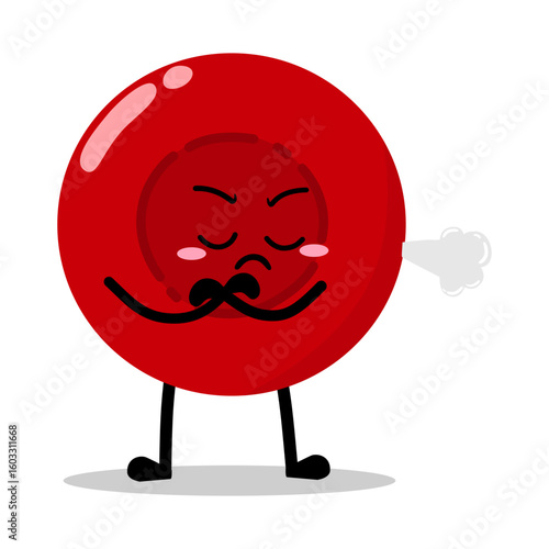 Cute Hand Drawn Annoyed Grumpy red Blood Cell