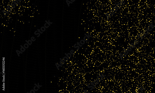 Black background with yellow splashes.