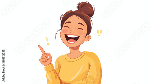 Joyful Person Laughing and Mocking, Pointing at Someone with Amusement