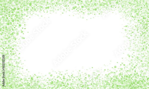 Green vignette of splashes or smoke on transparent background.