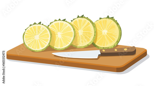 Pineapple slicing process on cutting board