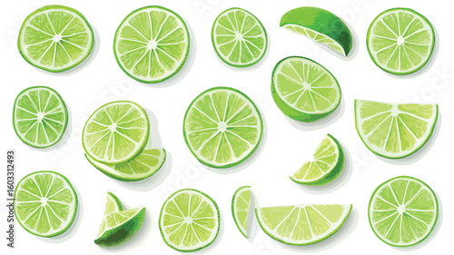 Lime Slice Cut Out Elements Set
