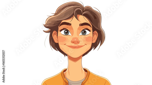 Cheerful cartoon adult woman portrait