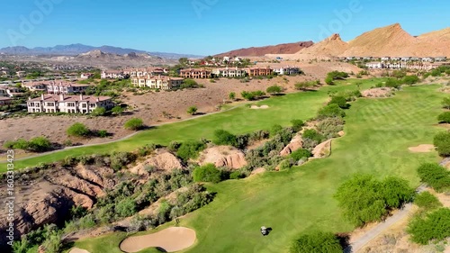 Aerial Luxury Golf Course Residential Community Fly Over Forward Nevada