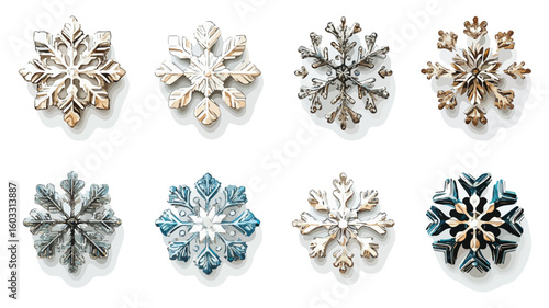 Snowflakes on Contrasting Backgrounds Wide Angle