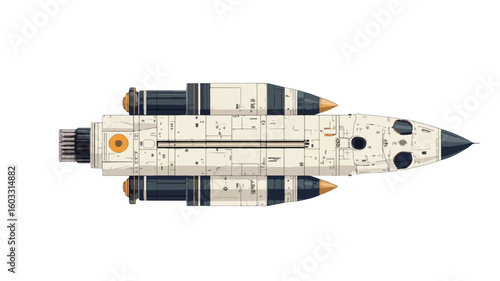 Spacecraft Rocket Vector Illustration Isolated