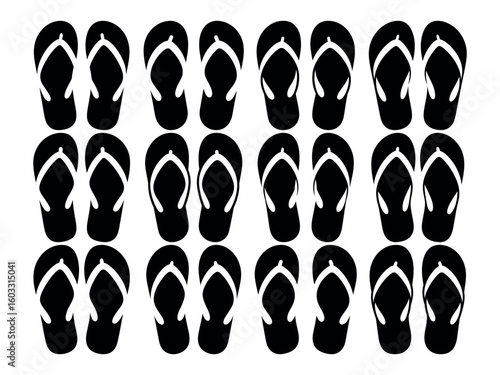 Black flip flops pattern white footwear