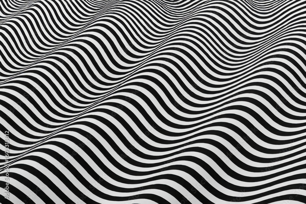 Naklejka premium Seamless warped grid background pattern in black and white with optical distortion effect