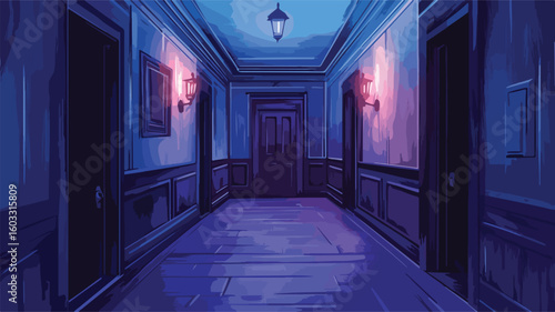 Eerie Haunted House Corridor Atmosphere