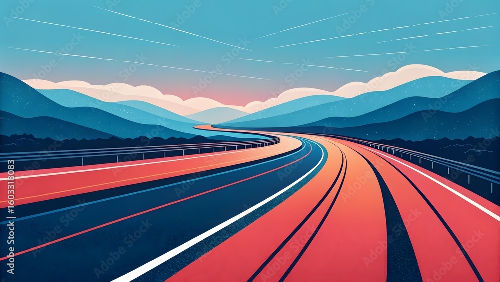 Naklejka premium Winding Road Through Mountains