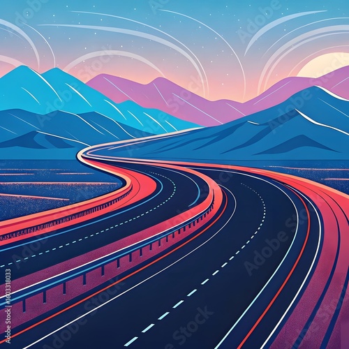 Winding Road Through Vibrant Mountains