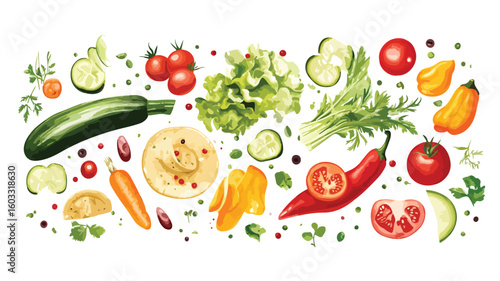 Fresh Vegetable Taco on White Background