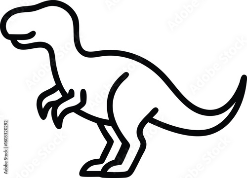 Minimal Dinosaur Outline Drawing Isolated on White Background