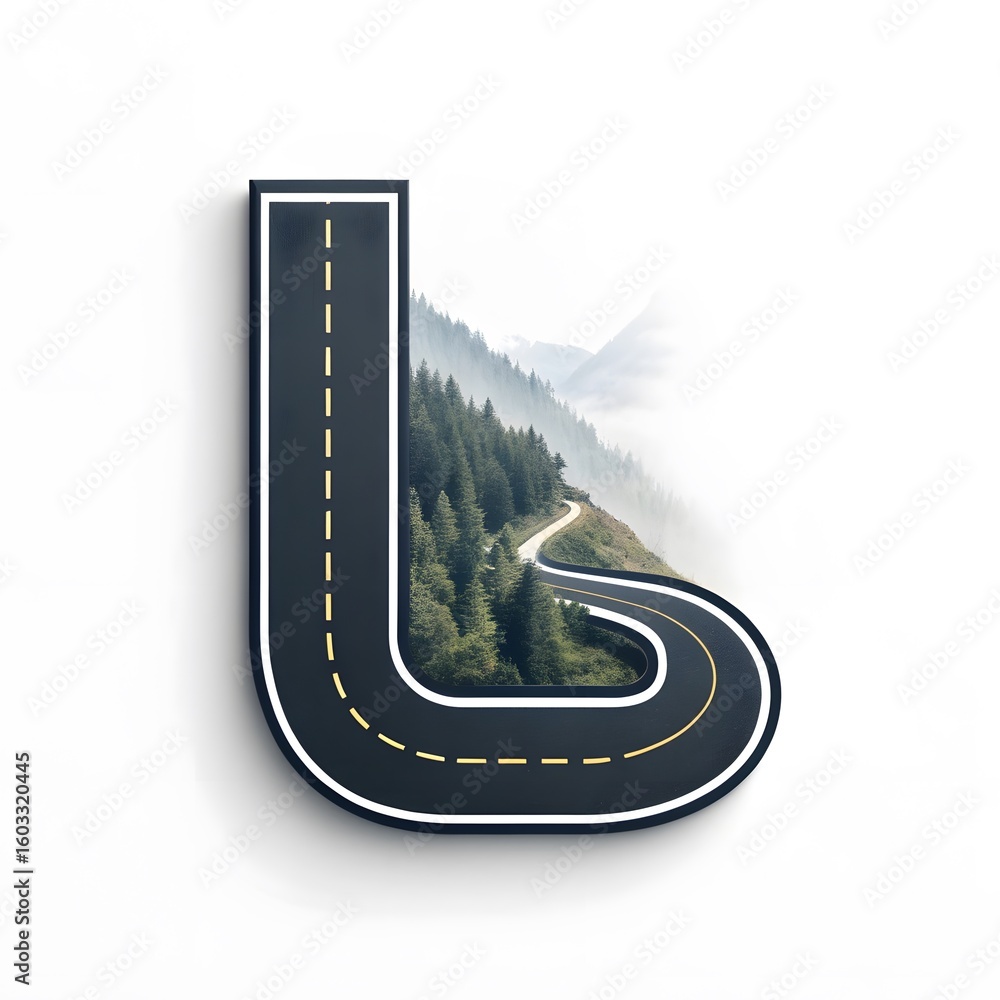 Fototapeta premium Winding Road Letter J