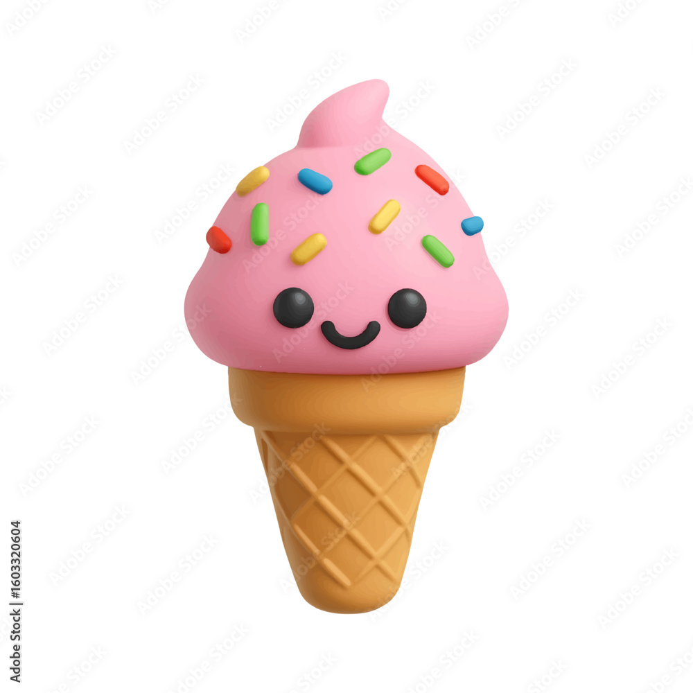 Cartoon 3D Ice Cream Character with a Transparent Background Featuring Dog Illustration Elements and a Playful Design Cartoon 3D Ice Cream Character with a Transparent Background Featuring Dog Illustration Elements and a Playful Design