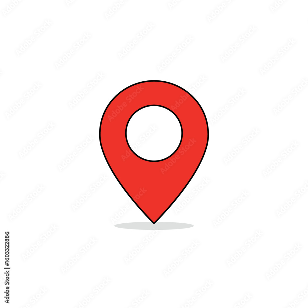 Fototapeta premium Simple Red Map Pointer Icon on White Background for Navigation