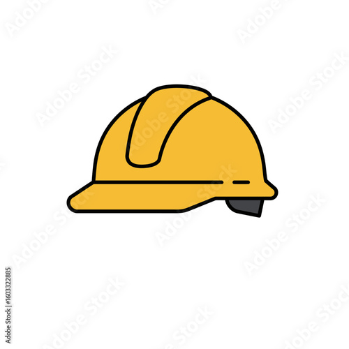 Yellow Construction Hard Hat Safety Helmet Isolated on White Background Illustration