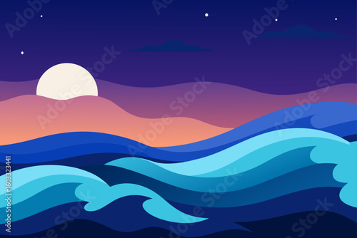 Ocean Waves at Twilight