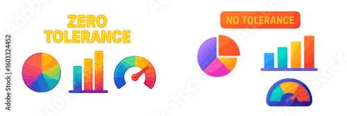 Visual representation of charts showcasing zero tolerance and no tolerance concepts with vibrant colors in a modern design