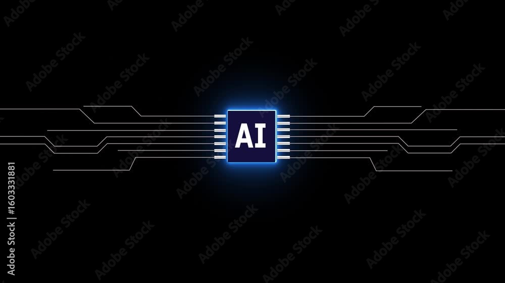 Motion graphic of digital AI logo with futuristic technology . Chat ...