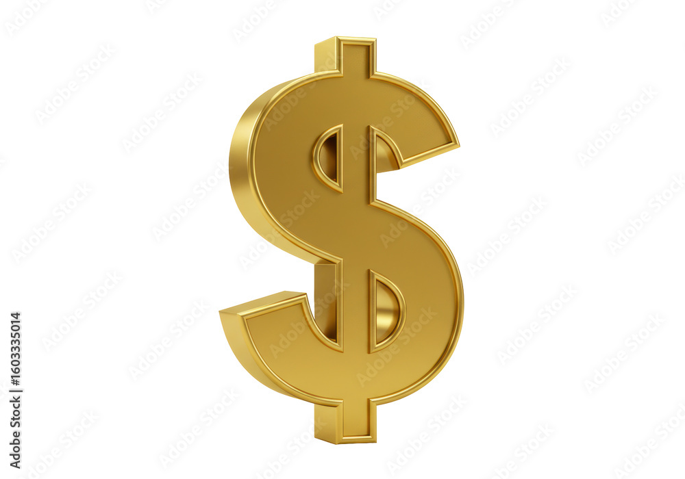 Fototapeta premium Isolated Golden Dollar Sign Currency Symbol