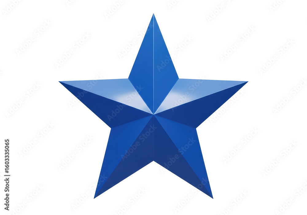 Fototapeta premium Isolated Blue Star Shape 3D Render
