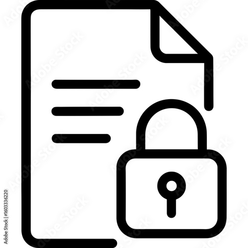 Encrypted file with lock outline icon vector