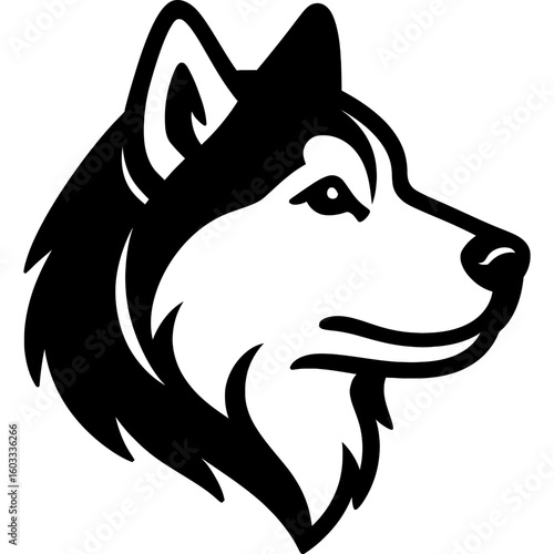 Alaskan malamute dog head side profile outline icon vector