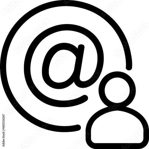 At mention symbol outline icon vector