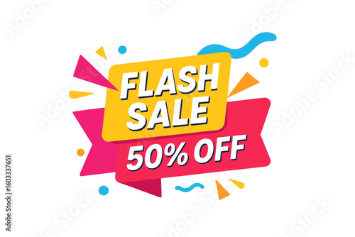 Wallpaper Mural Flash Sale Banner Vector, 50 Percent Off, Bold Discount Tag, Modern Colorful Poster, Shopping Promotion, Online Store Special Offer Design, Editable Template, Transparent Background Torontodigital.ca