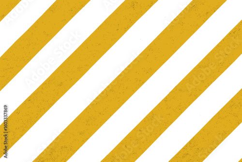 Industrial warning background with yellow and white diagonal stripes. Seamless hazard safety pattern. Caution danger construction grunge texture. Vector illustration backdrop.