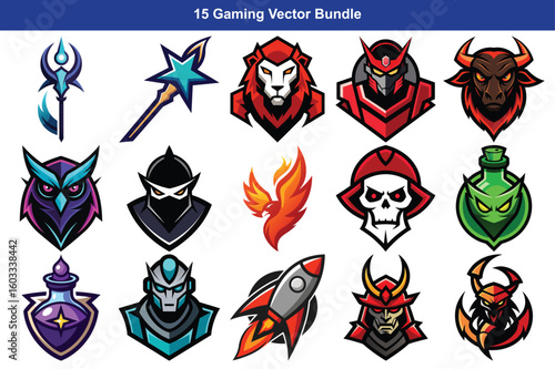 Collection of diverse gaming avatar icons featuring fantasy and sci fi characters