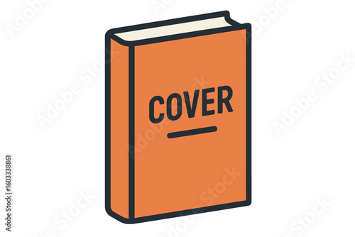 Book Cover Vector Illustration, 3D Style, Blank Orange Hardcover Design, Simple Modern Icon, Isolated Template for Publishing, Literature, Graphic Resource, Editable Mockup