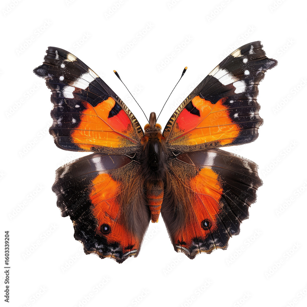 Obraz premium Close-up of a vibrant orange and black butterfly