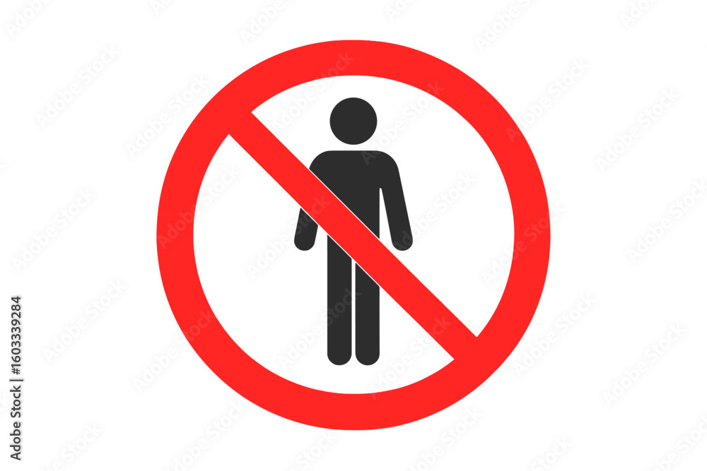 No entry for pedestrians sign. Stop and prohibition symbol. Restricted area concept. Warning for no public access. Authorized personnel only vector icon. Safety regulation. No entry for pedestrians sign. Stop and prohibition symbol. Restricted area concept. Warning for no public access. Authorized personnel only vector icon. Safety regulation.