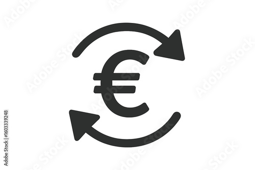 Euro money transfer icon. Cashback and refund sign. Currency exchange symbol for mobile app, ui, ux, web design. Financial circulation, payment transaction vector logo.