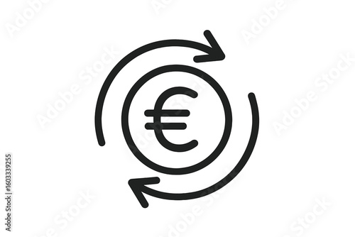 Euro money transfer icon. Cashback sign and currency exchange symbol for mobile app UI, web design. Financial payment vector illustration. Finance and business concept.