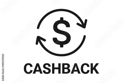 Cashback reward program icon. Money back refund symbol. Finance service logo. Dollar sign. Shopping cash back bonus offer. Financial return. Vector illustration isolated.