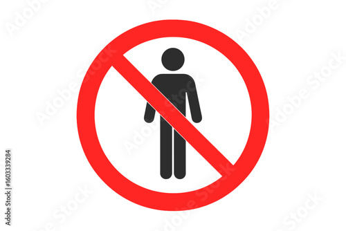 No entry for pedestrians sign. Stop and prohibition symbol. Restricted area concept. Warning for no public access. Authorized personnel only vector icon. Safety regulation.