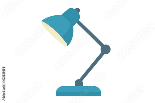 Office table lamp icon. Flat illustration of a modern desk light. Vector graphic for work, study, or home office. Adjustable reading lamp furniture and equipment design.