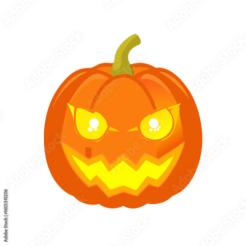 A spooky cartoon jackolantern with glowing eyes for halloween designs